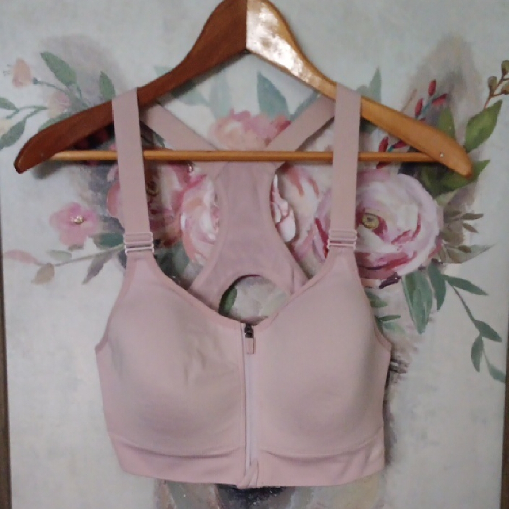 PINK Victoria's Secret Light Pink Zip-Front High Impact Sporta Bra
